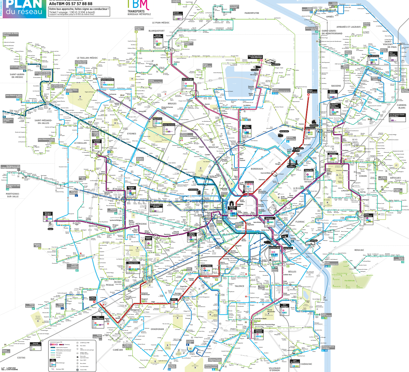 Carte des transports de Bordeaux