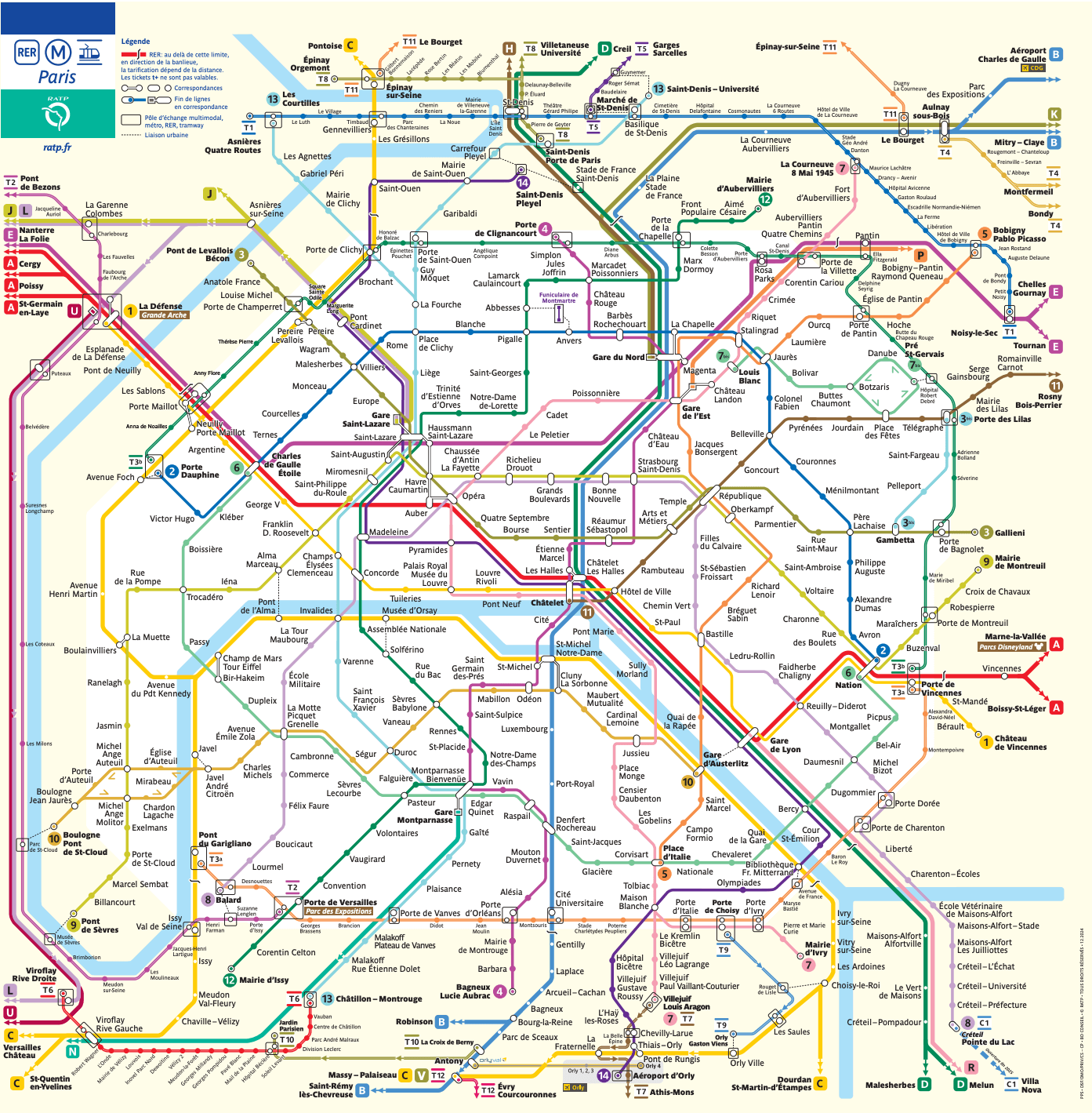 Carte des transports de Paris